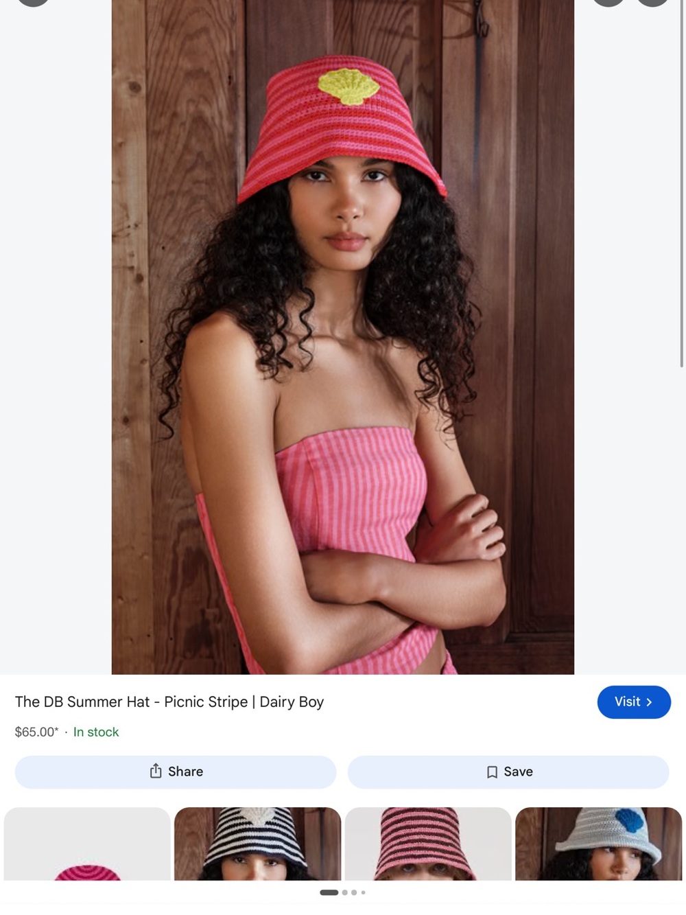 Summer Pink Picnic Stripe Bucket Hat